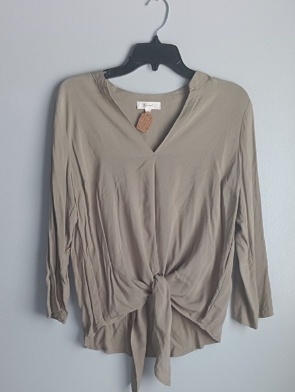 NWT Be Cool Green Khaki Tie Front Shirt